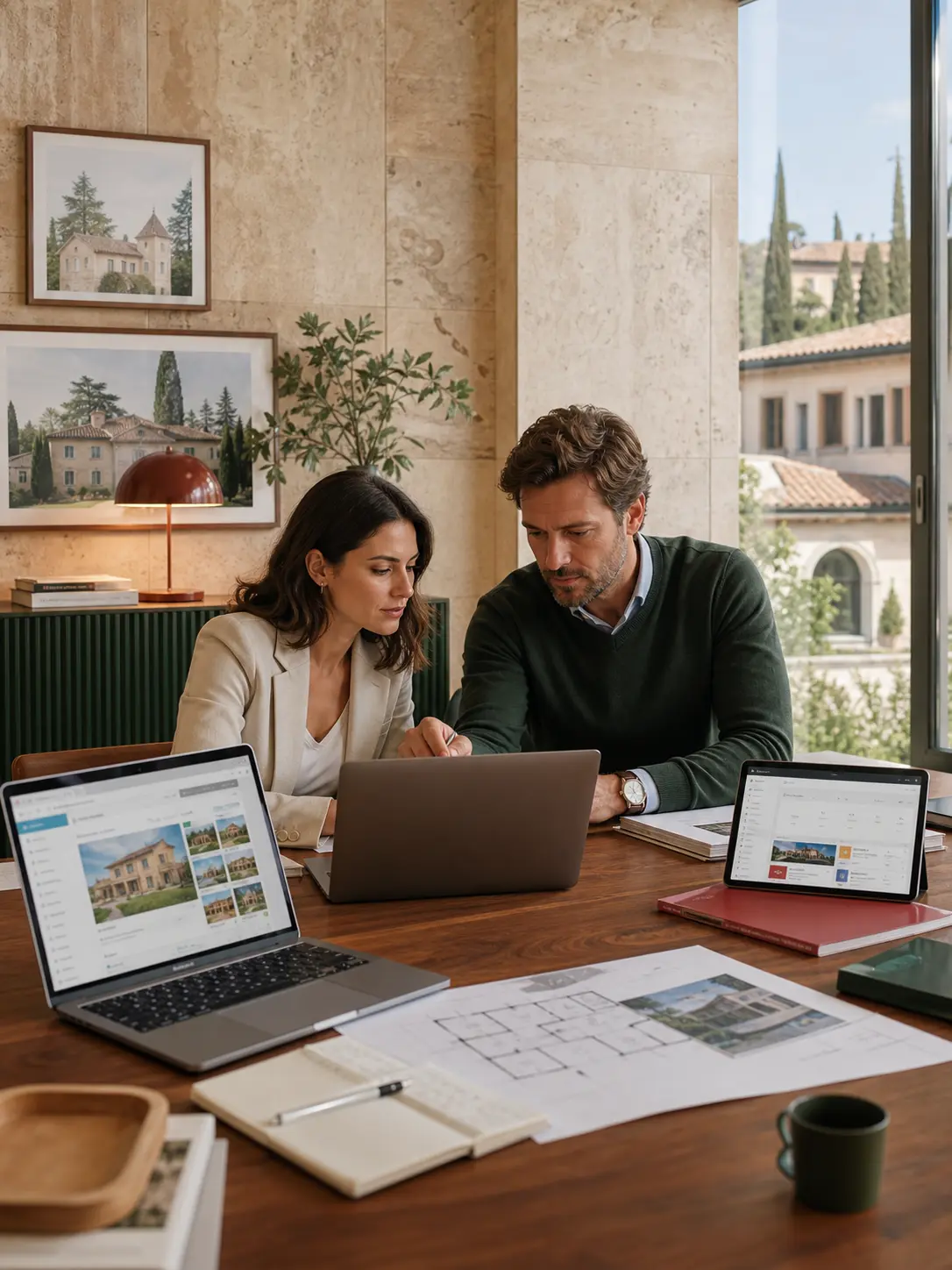 Team tecnologico che rivede la coda di manutenzione del software di un'agenzia immobiliare